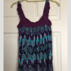 dELiA*s Flowy Print Boho Sleeveless Knit Top